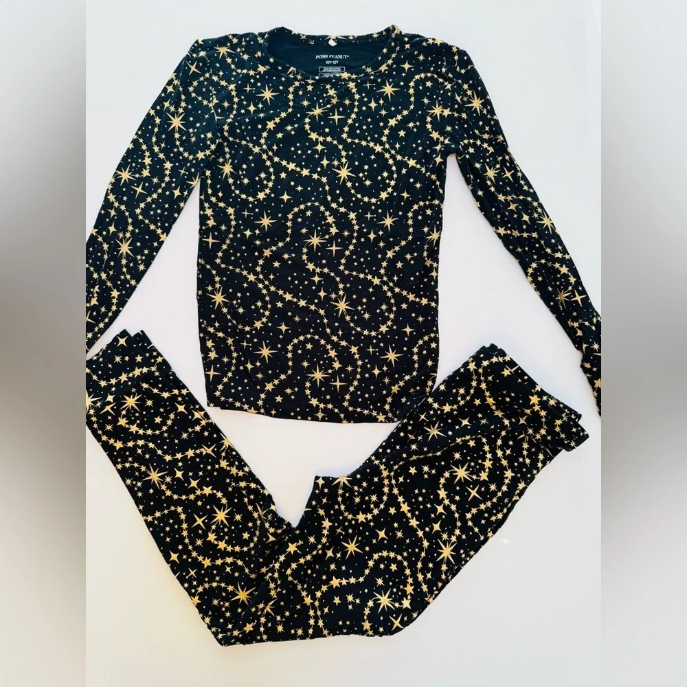 Posh Peanut Gold/Black Calypso Classic Pajama Set Size 9/10 - Picture 2 of 7